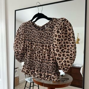 Free People Smocked Puff Sleeve Top